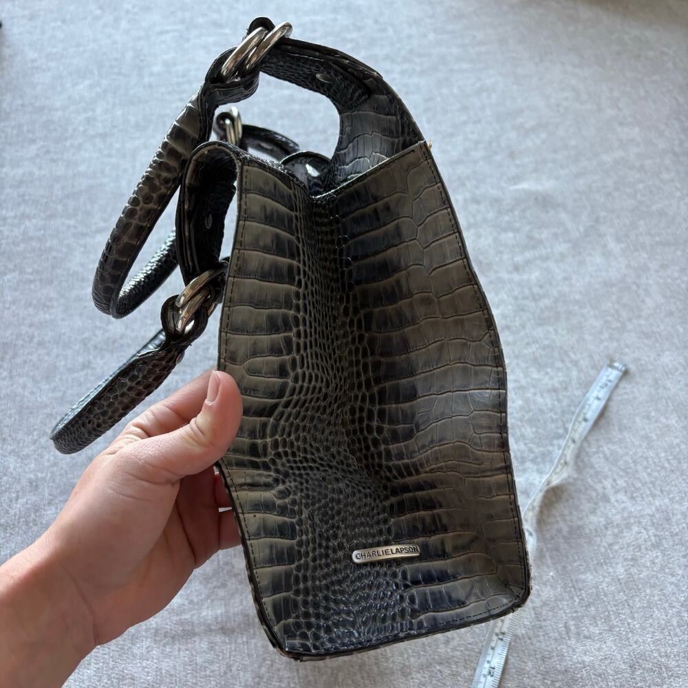 Grey Crocodile Effect Shoulder Bag - Picture 7 of 7